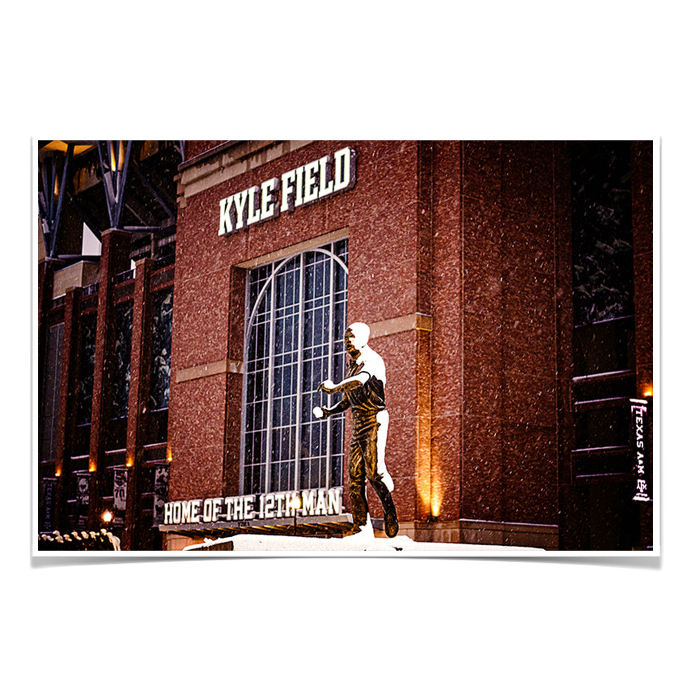 Texas A&M - Kyle Field Home of the 12th Man Winter Storm - College Wall Art #Canvas