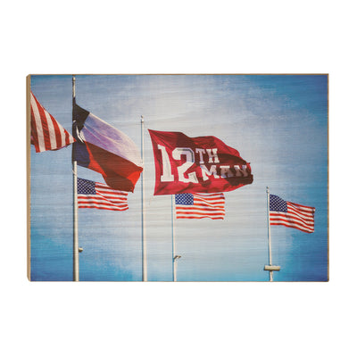 Texas A&M - 12th Man Flags - College Wall Art #Wood