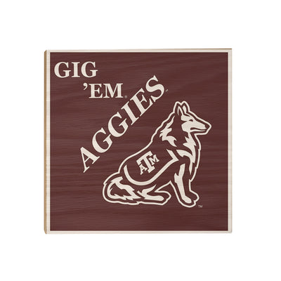 Texas A&M - GIG 'EM Aggies Reveille - College Wall Art #Wood