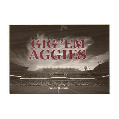 Texas A&M - GIG 'EM Aggies Kyle Field - College Wall Art #Wood