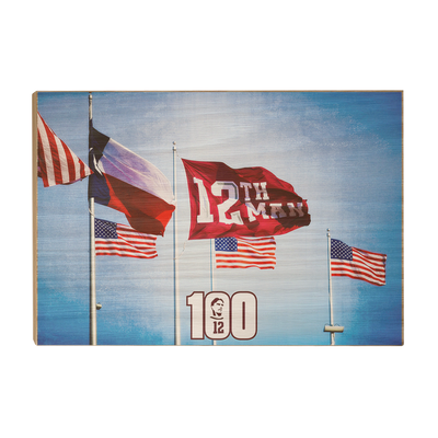 Texas A&M - 12th Man Flag Centenial - College Wall Art #Wood