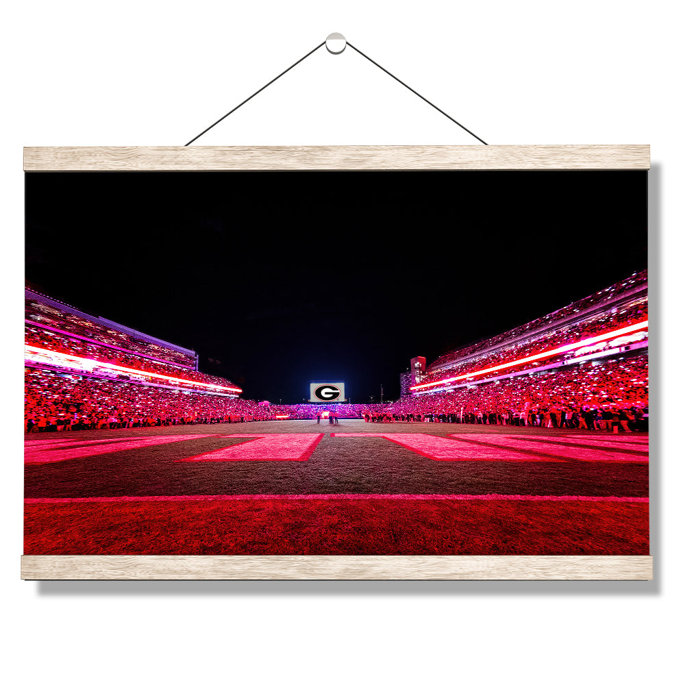 Georgia Bulldogs - Sanford Red Lights End Zone - College Wall Art #Canvas