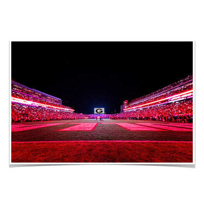 Georgia Bulldogs - Sanford Red Lights End Zone - College Wall Art #Poster