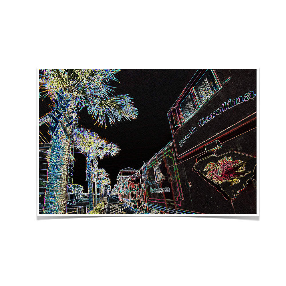 South Carolina Gamecocks - Neon Cockaboose - College Wall Art #Canvas