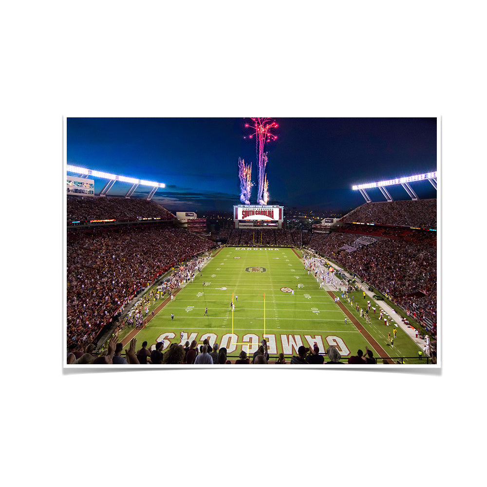 South Carolina Gamecocks - Fireworks over Williams Brice - College Wall Art #Canvas