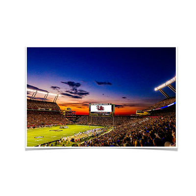 South Carolina Gamecocks - Sunset Blaze at Williams-Brice Stadium - College Wall Art #Poster