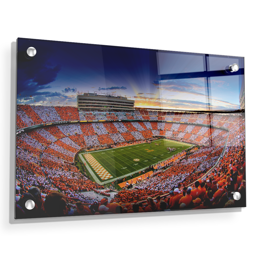 Tennessee Volunteers - Checkerboard Sunset - College Wall Art #Canvas