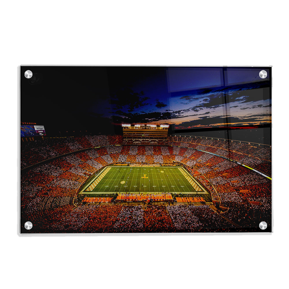 Tennessee Volunteers - Checkerboard Neyland After Dark - College Wall Art #Canvas