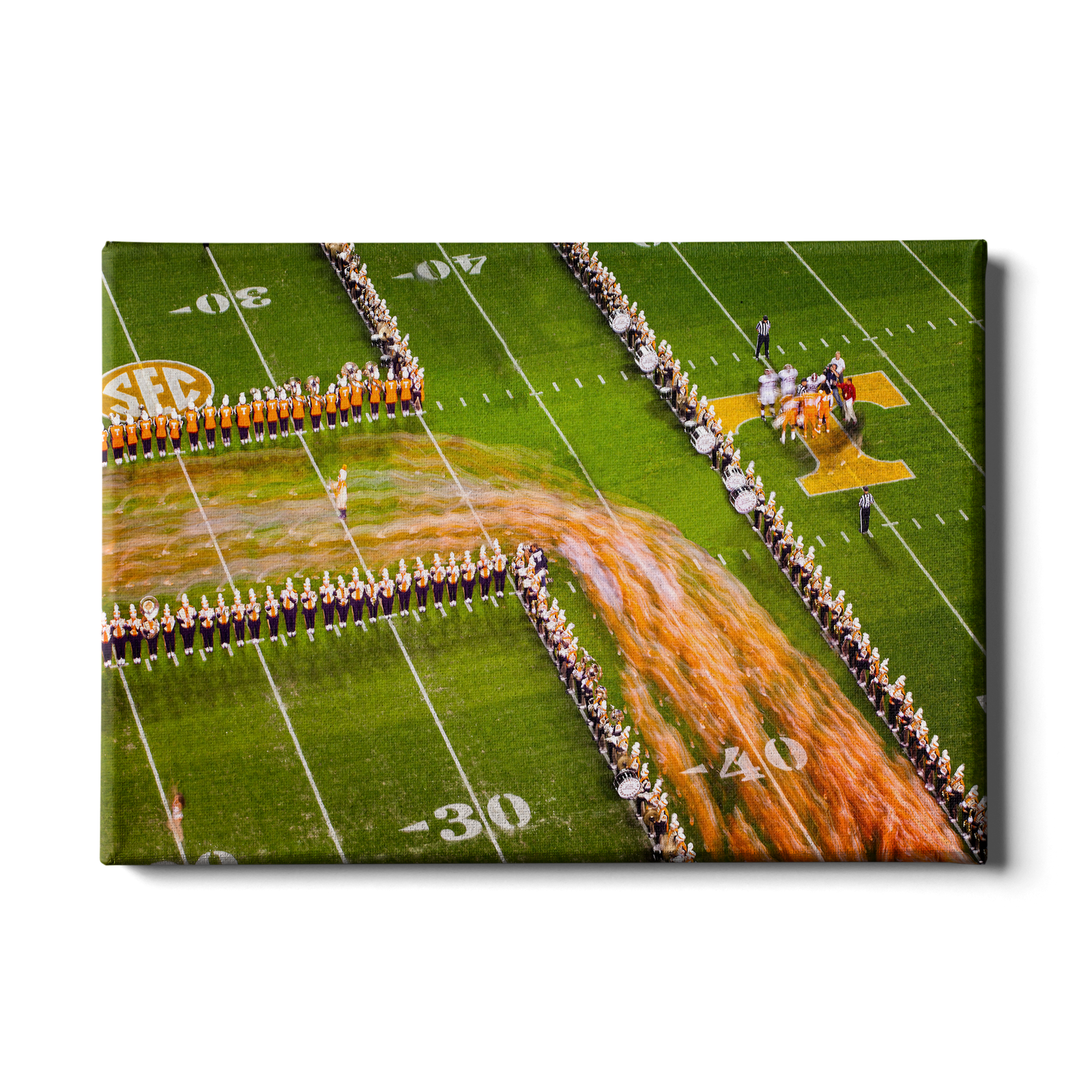 Tennessee Volunteers - Closeup Running Thru the T - College Wall Art #Canvas