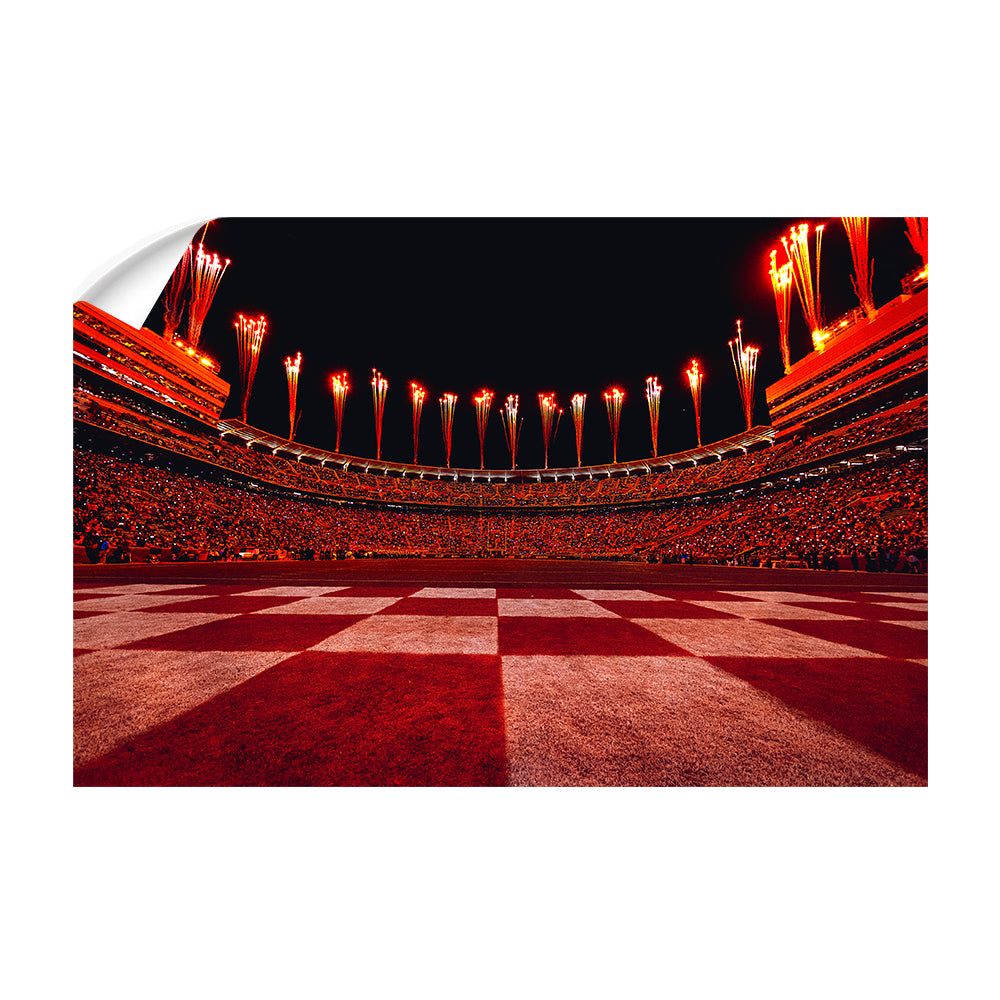 Tennessee Volunteers - Checkerboard End Zone Neyland Fireworks - College Wall Art #Canvas