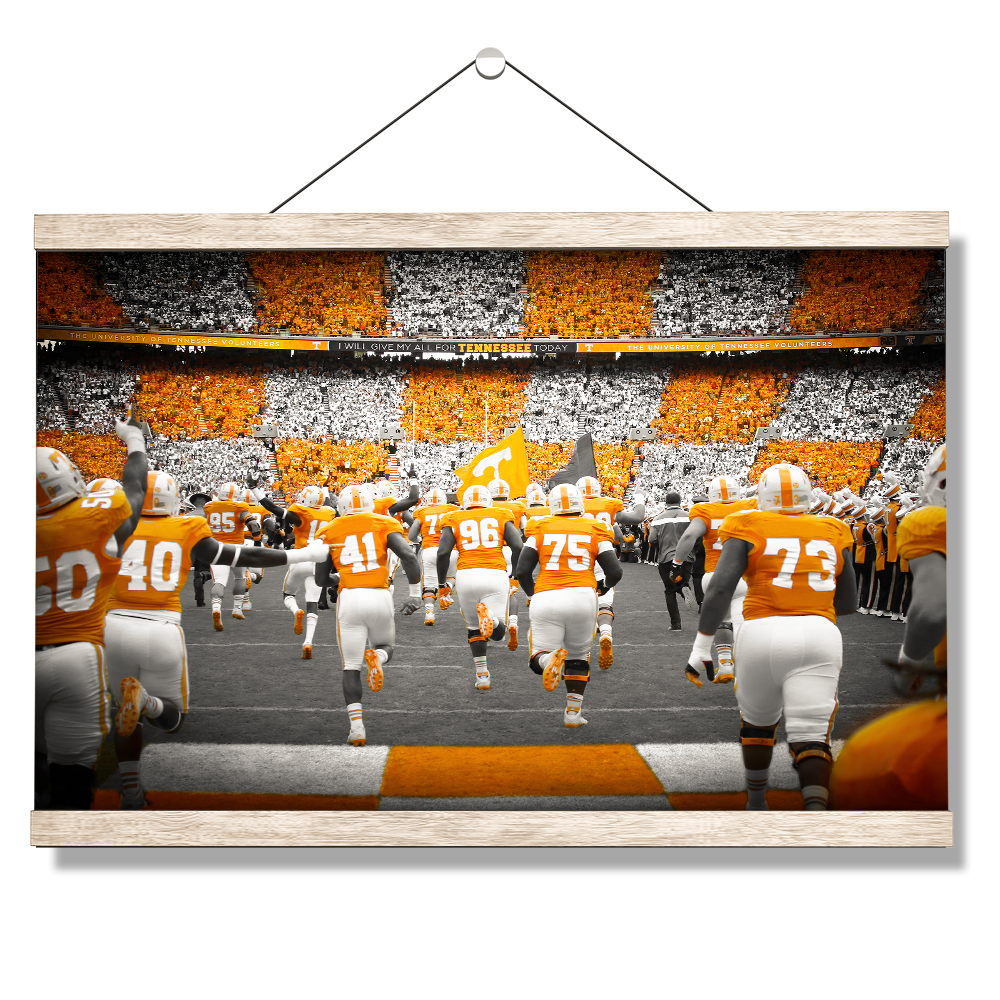 Tennessee Volunteers - Running Onto the Checkerboard Field - College Wall Art #Canvas