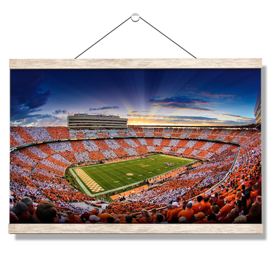 Tennessee Volunteers - Checkerboard Sunset - College Wall Art #Hanging Canvas