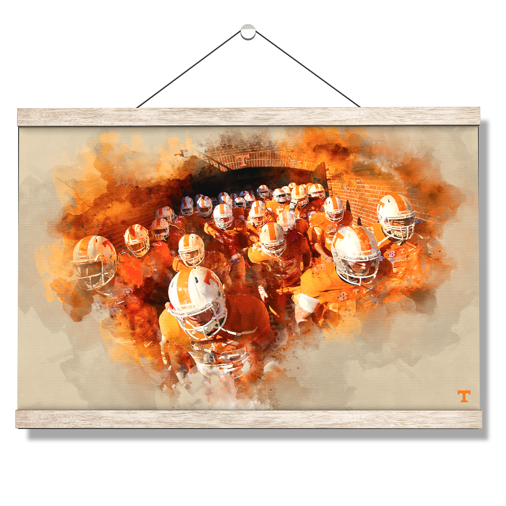 Tennessee Volunteers - Taking the Field Watercolor - College Wall Art #Canvas