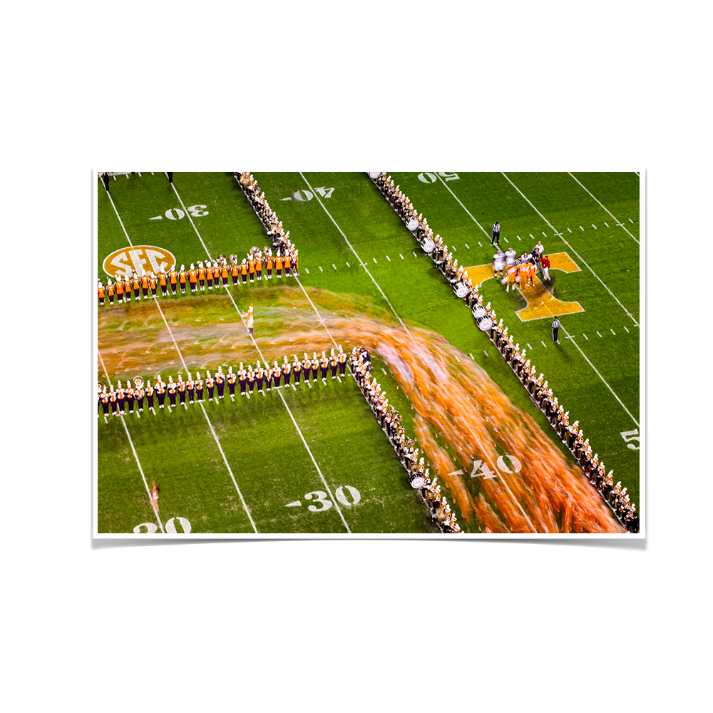Tennessee Volunteers - Closeup Running Thru the T - College Wall Art #Canvas