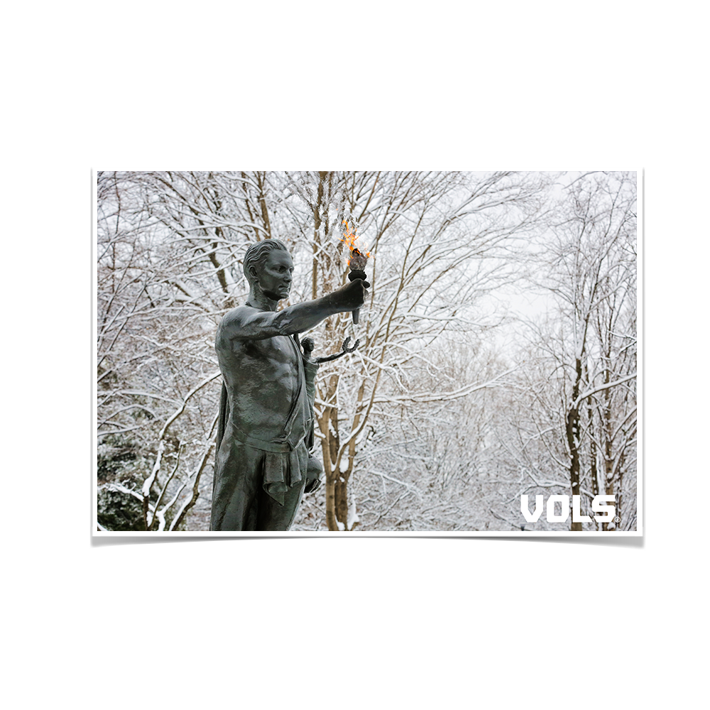 Tennessee Volunteers - Snowy Torchbearer - College Wall Art #Canvas
