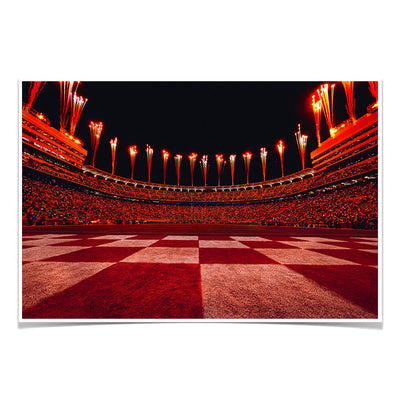 Tennessee Volunteers - Checkerboard End Zone Neyland Fireworks - College Wall Art #Poster