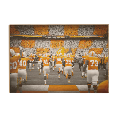 Tennessee Volunteers - Running Onto the Checkerboard Field - College Wall Art #Wood