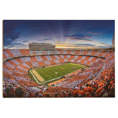 Tennessee Volunteers - Checkerboard Sunset - College Wall Art #Wood