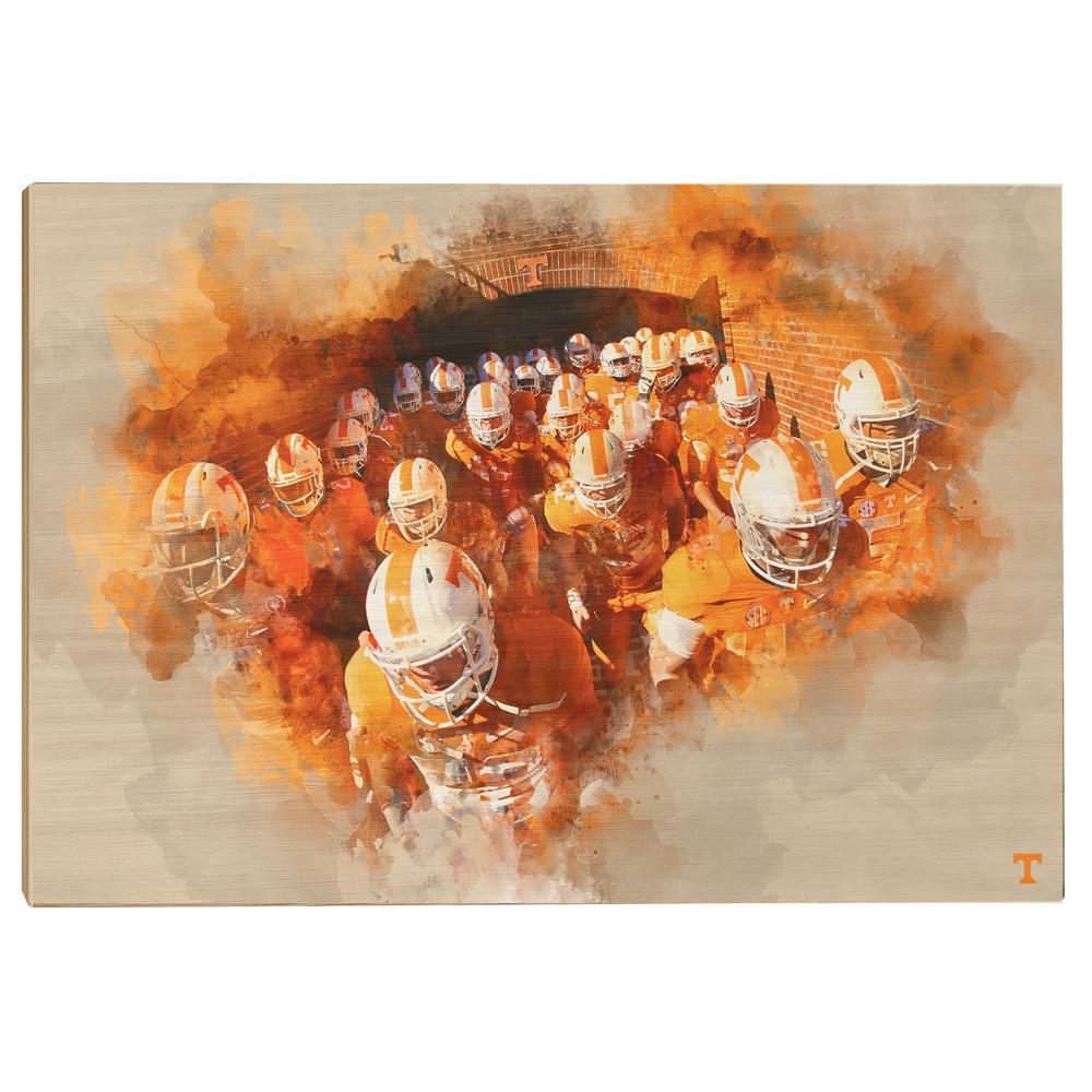 Tennessee Volunteers - Taking the Field Watercolor - College Wall Art #Canvas