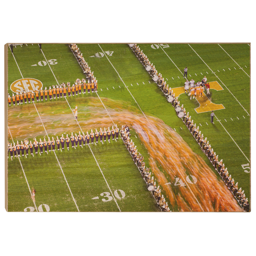 Tennessee Volunteers - Closeup Running Thru the T - College Wall Art #Canvas