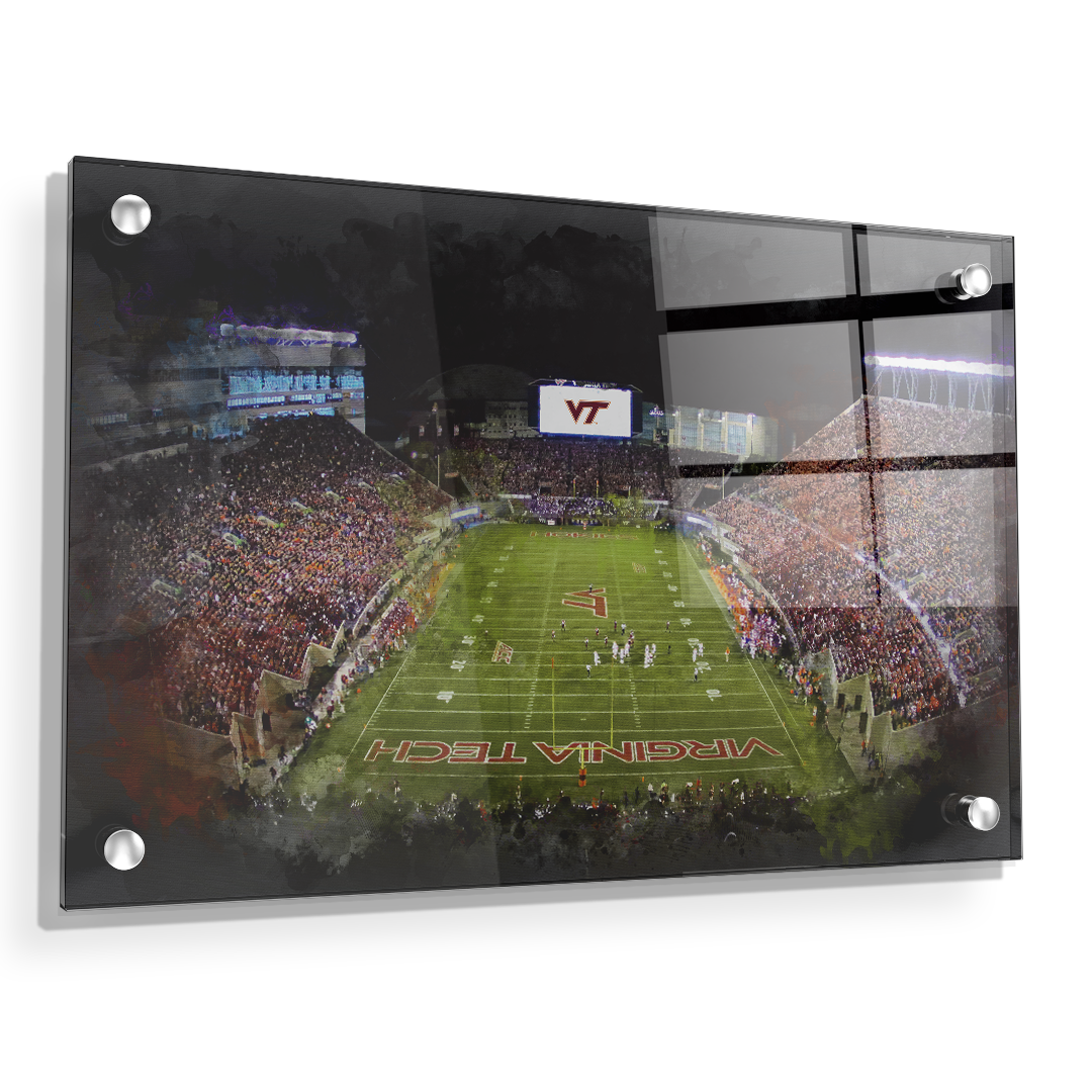 Virginia Tech Hokies - Lane Stadium Watercolor - College Wall Art #Canvas