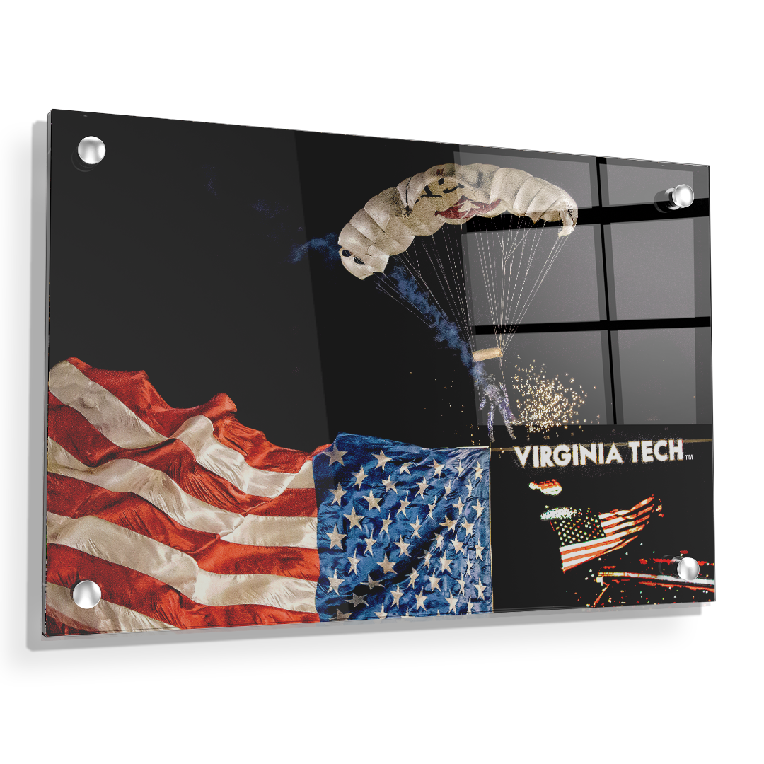 Virginia Tech Hokies - American Flag Entrance into Lane Stadium - College Wall Art #Canvas