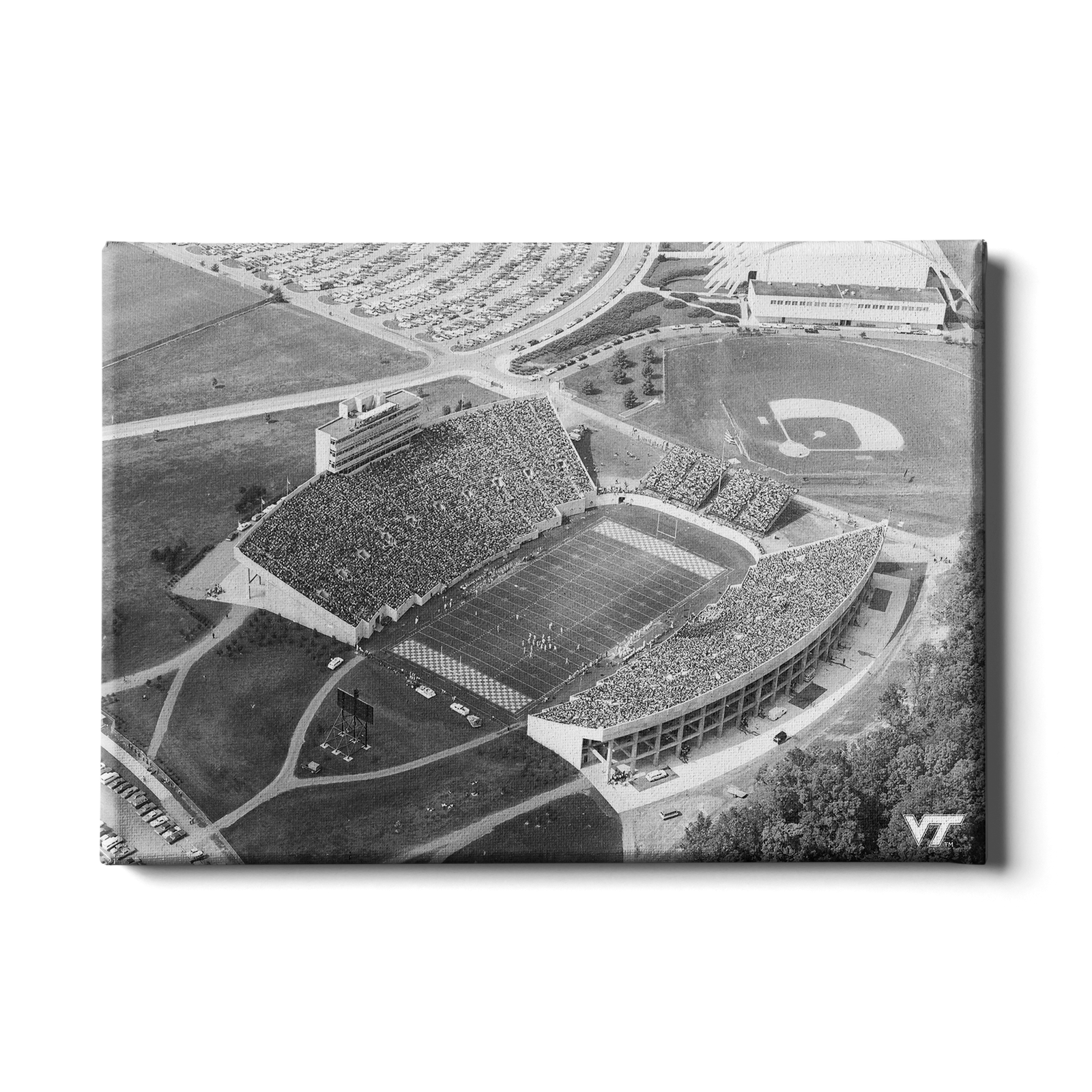 Virginia Tech Hokies - Vintage Aerial Lane Stadium - College Wall Art #Canvas