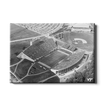 Virginia Tech Hokies - Vintage Aerial Lane Stadium - College Wall Art #Canvas