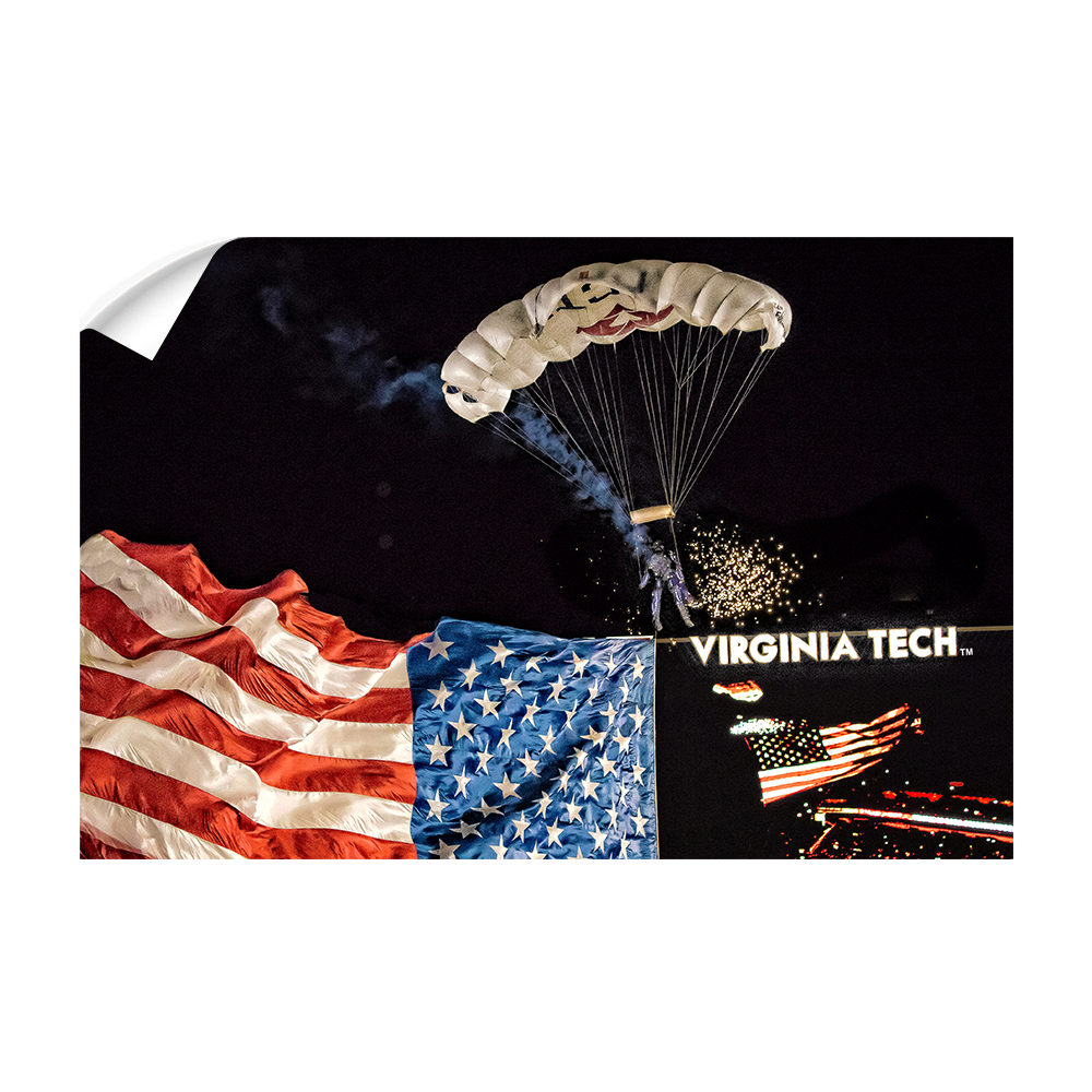 Virginia Tech Hokies - American Flag Entrance into Lane Stadium - College Wall Art #Canvas