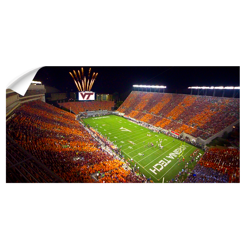Virginia Tech Hokies - Aerial Striped Lane Stadium Pano - College Wall Art #Canvas