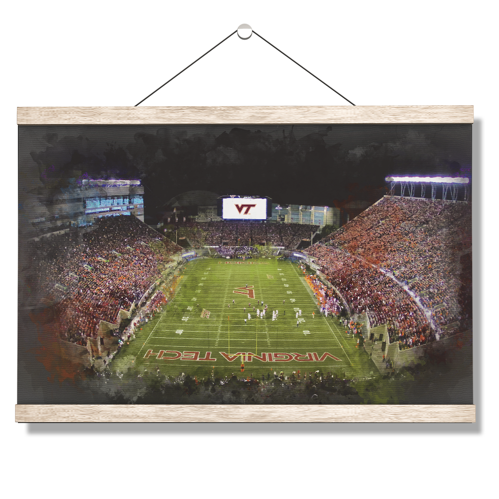 Virginia Tech Hokies - Lane Stadium Watercolor - College Wall Art #Canvas