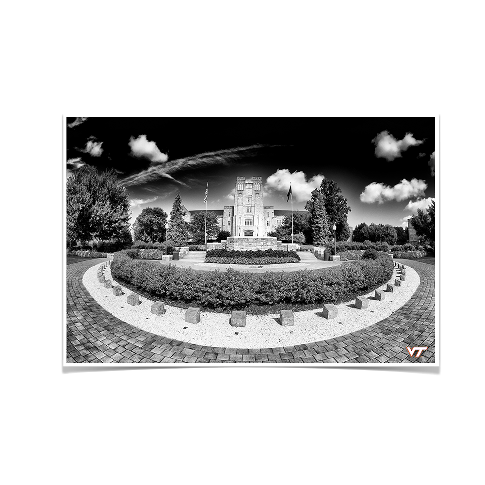 Virginia Tech Hokies - Burruss Hall B&W - College Wall Art #Canvas