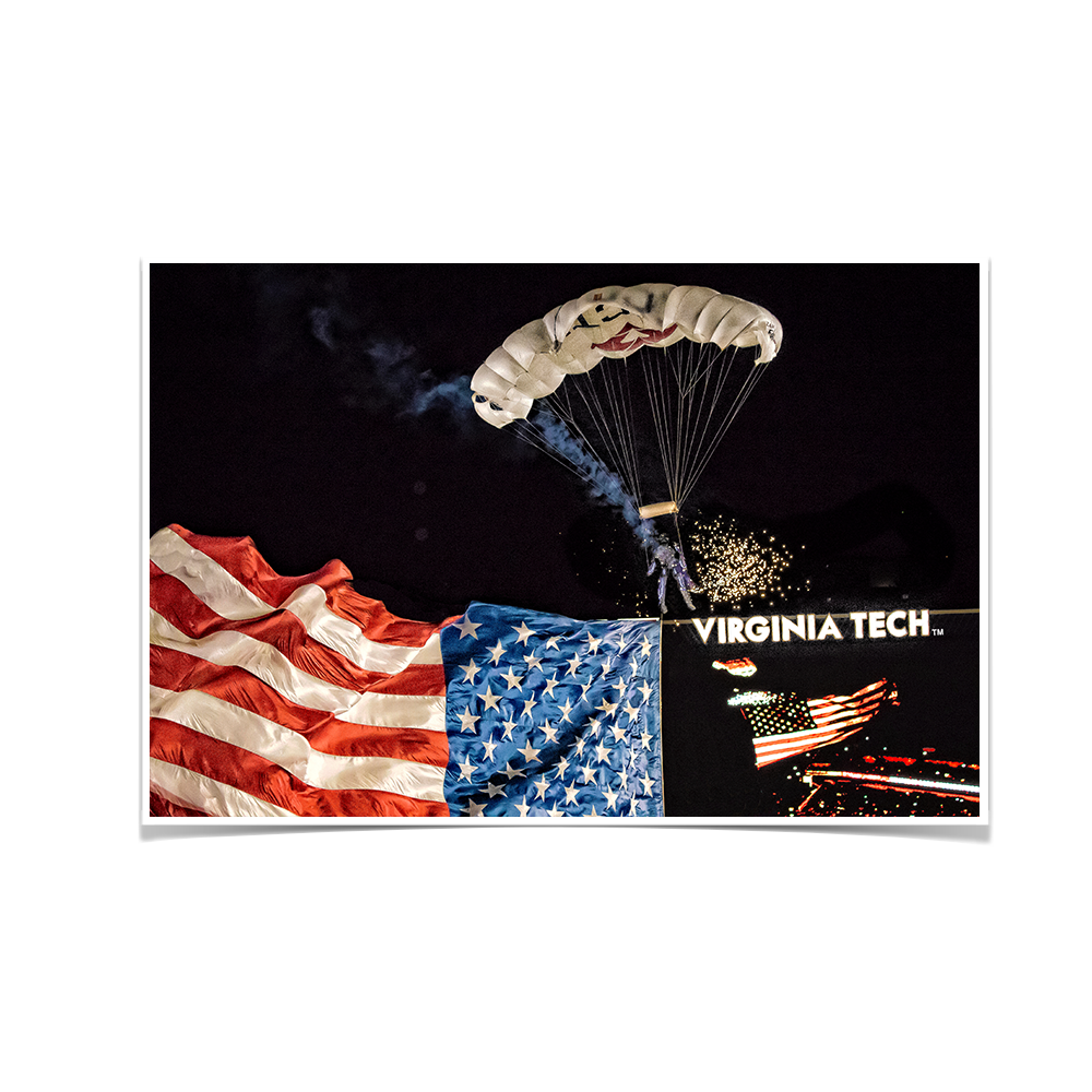 Virginia Tech Hokies - American Flag Entrance into Lane Stadium - College Wall Art #Canvas