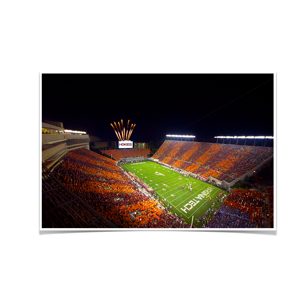 Virginia Tech Hokies - Aerial Striped Lane Stadium - College Wall Art #Canvas