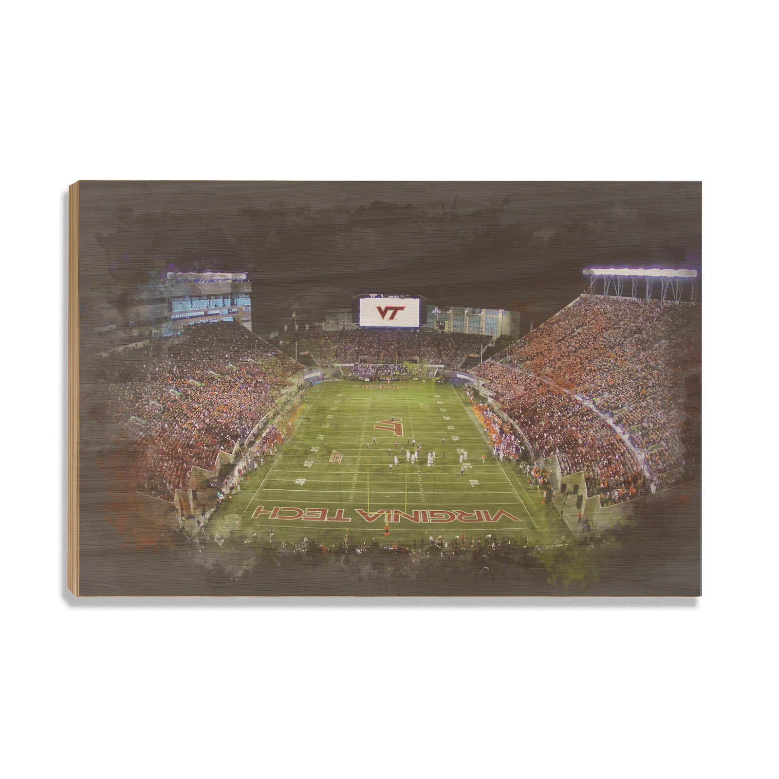 Virginia Tech Hokies - Lane Stadium Watercolor - College Wall Art #Canvas