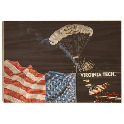 Virginia Tech Hokies - American Flag Entrance into Lane Stadium - College Wall Art #Wood