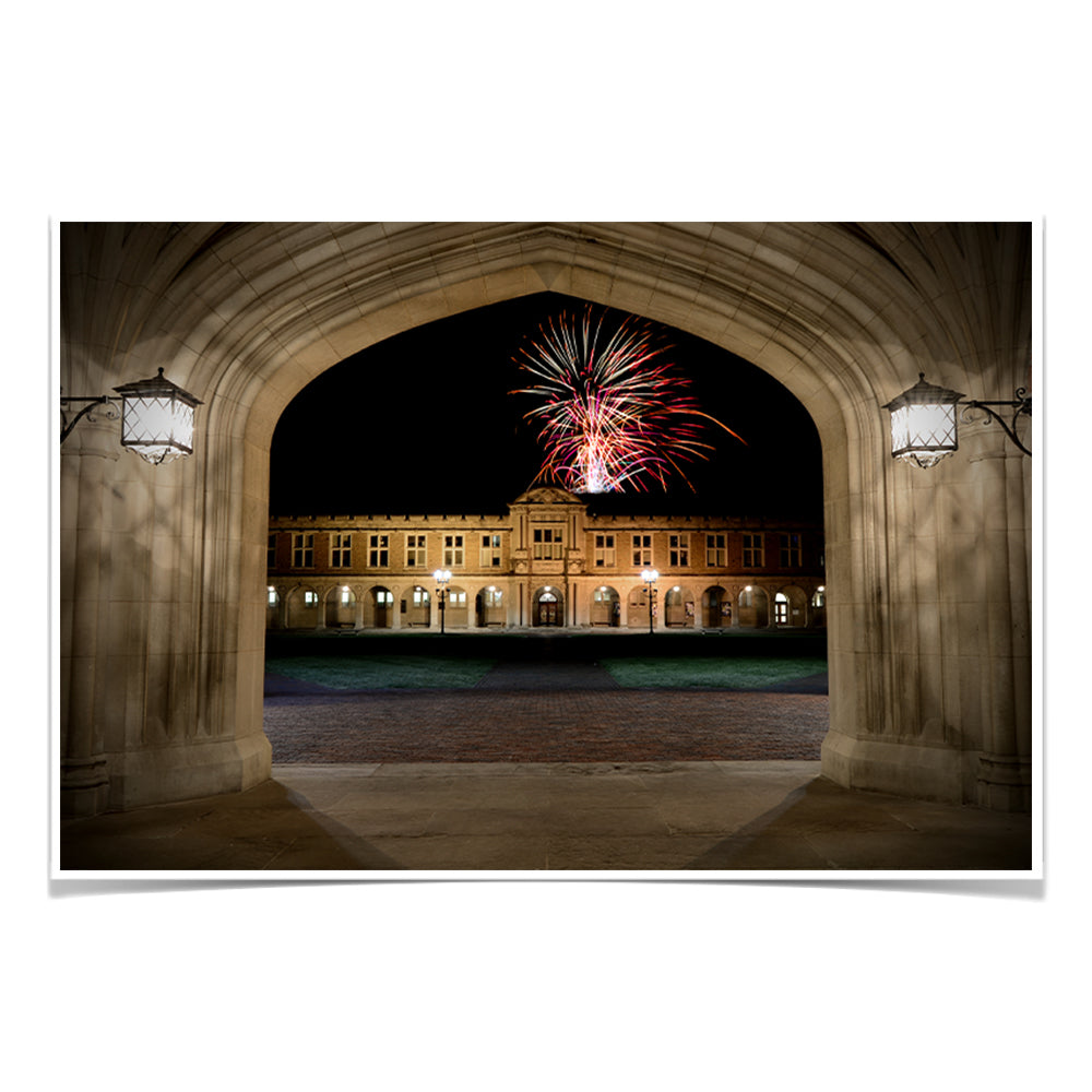 Washington University Bears - Lunar Fireworks - College Wall Art #Canvas
