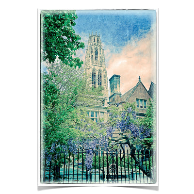 Yale Bulldogs - Harkness Tower Water Color - College Wall Art #Poster